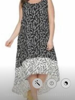 EVRI Black and White Leaf-Print Hi-Low Tank Dress